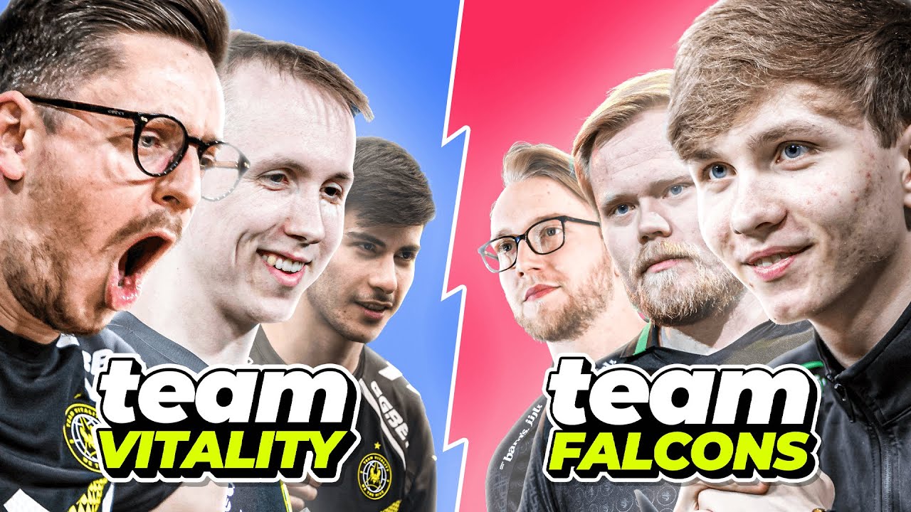 Команда VITALITY против команды FALCONS на FACEIT с руководством по утилитам, видом от нескольких...