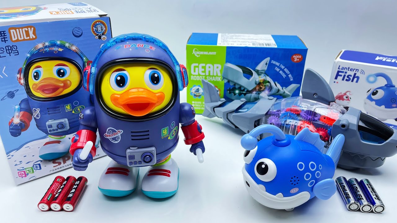 Unboxing Electric Dancing Space Duck | Lanternfish | Mechanical Shark | ASMR Toy Review
