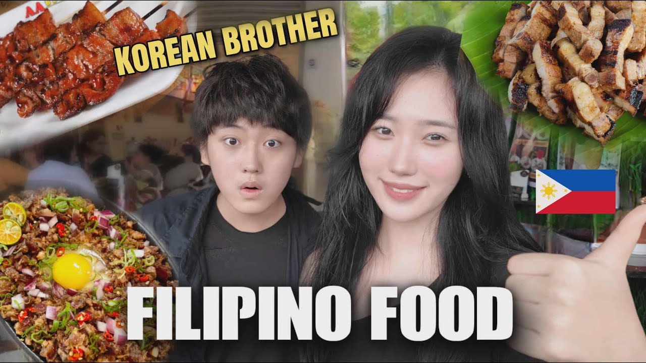 Korean girl eats local Filipino food PORK BBQ&SISIG 🇵🇭