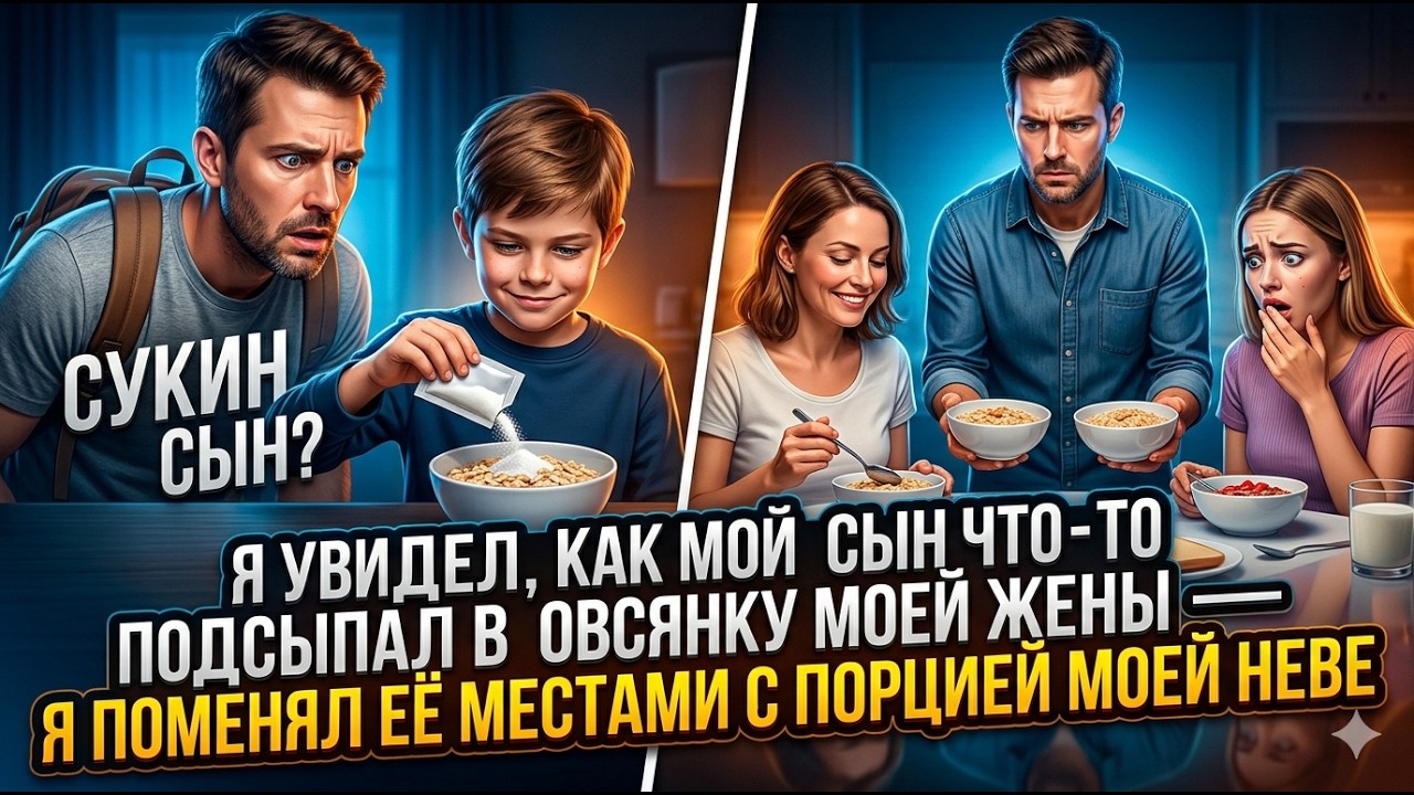 Я увидел, как мой сын что-то подсыпал в овсянку моей жены — я поменял её местами с порцией моей неве