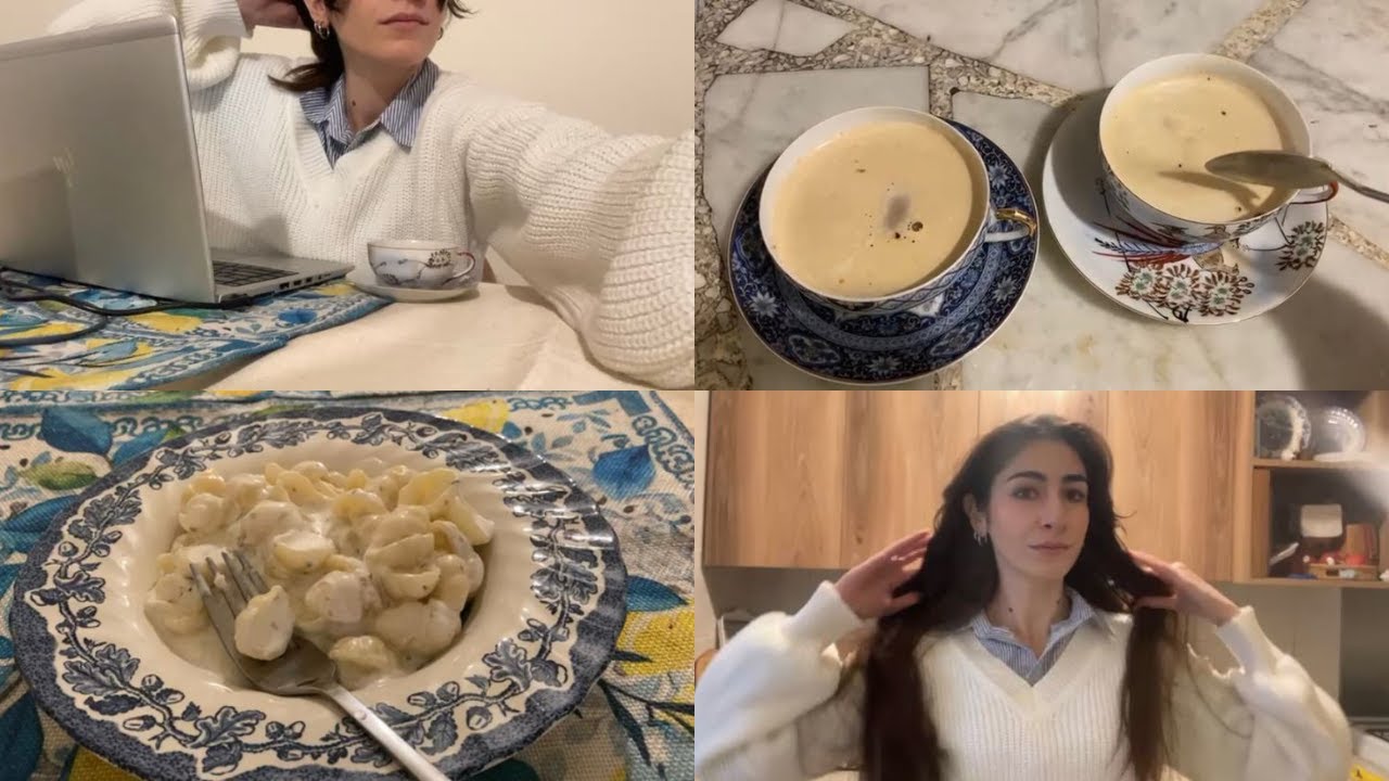 Winter day vlog in my new apartment (cleaning kitchen,getting ready,cooking pasta,working)