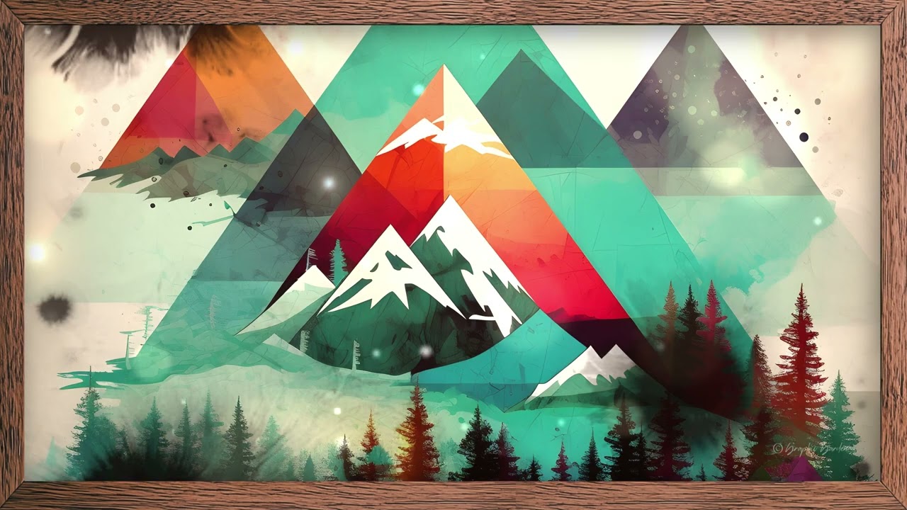 Abstract Earth & Sea | Geometric Landscape Wood Frame TV Art with 432 Hz Ambient Music in 4K HD