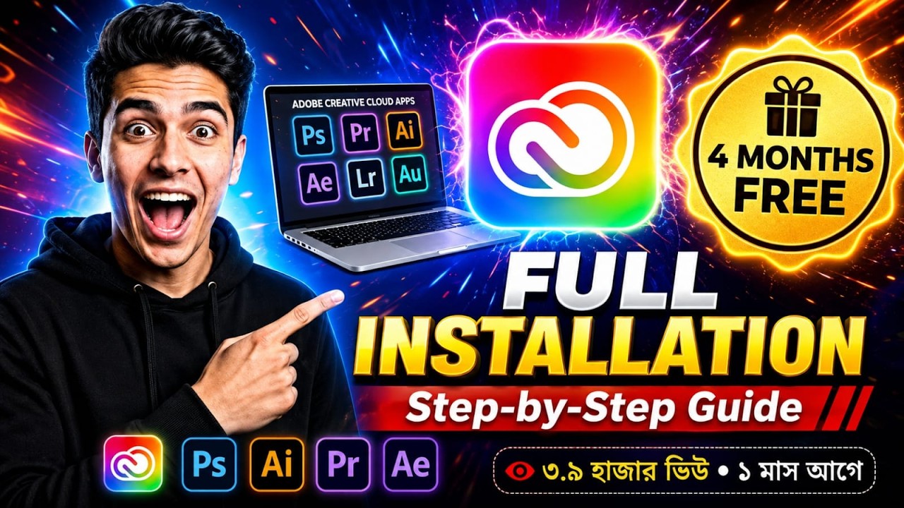 Adobe Creative Cloud | 4 month free trial | Full installation video