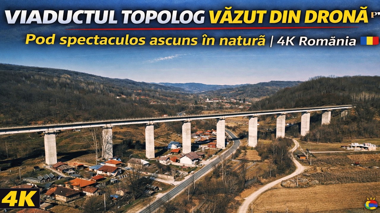 Podul spectaculos peste valea Topologului 🚁 | Viaductul Topolog filmat din dronă 4K