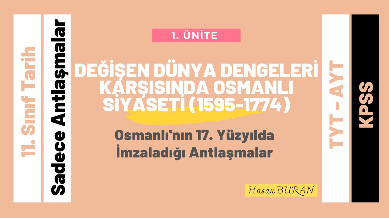 Osmanlı'nın 17. Yüzyılda İmzaladığı Antlaşmalar (11. Sınıf Tarih, KPSS, AYT, TYT)