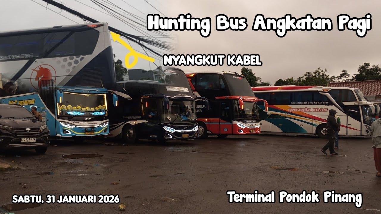 NYANGKUT KABEL⁉️⁉️ Hunting Bus Angkatan Pagi di Terminal PonPin