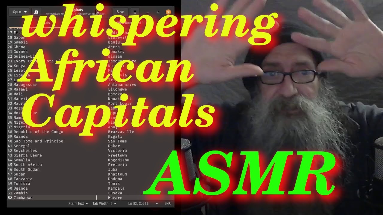 I whisper the African Capitals for your tingling, relaxation and sleep. bill maxvoxpax whisper ASMR