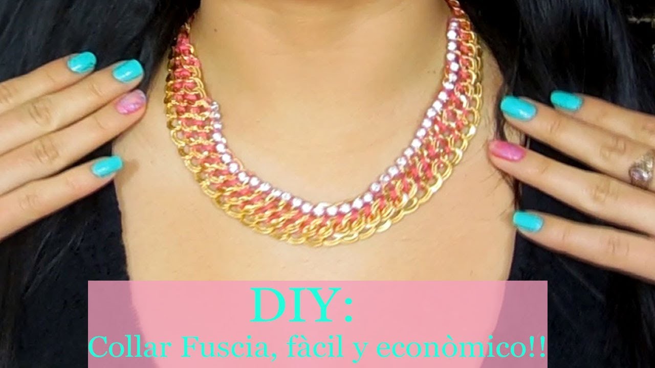 DIY:✄ Collar Fucsia, Fàcil y econòmico!!  ♡ ♡