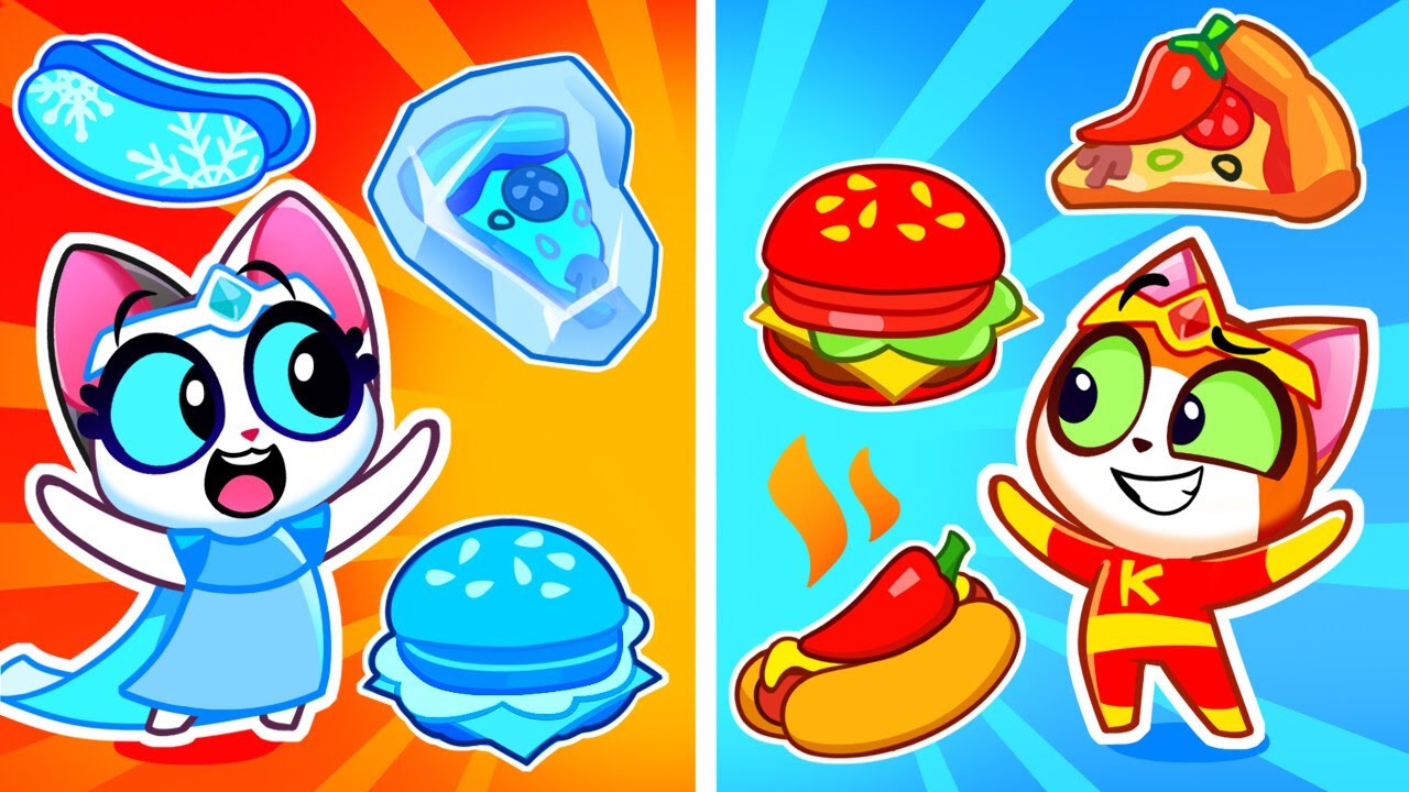 Hot VS Cold Food Challenge | Kids Turn Into Superheroes | Funny Kids Cartoon | Purr-Purr