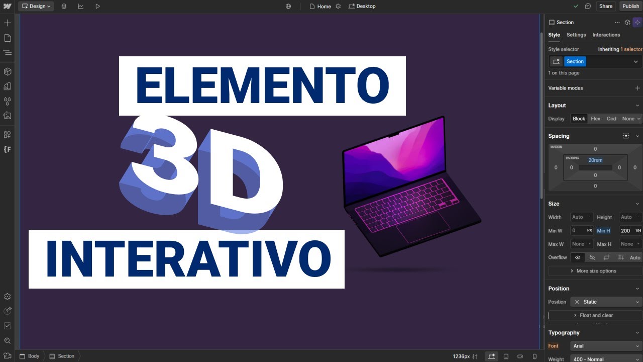 Elementos 3D interativo no Webflow usando Spline