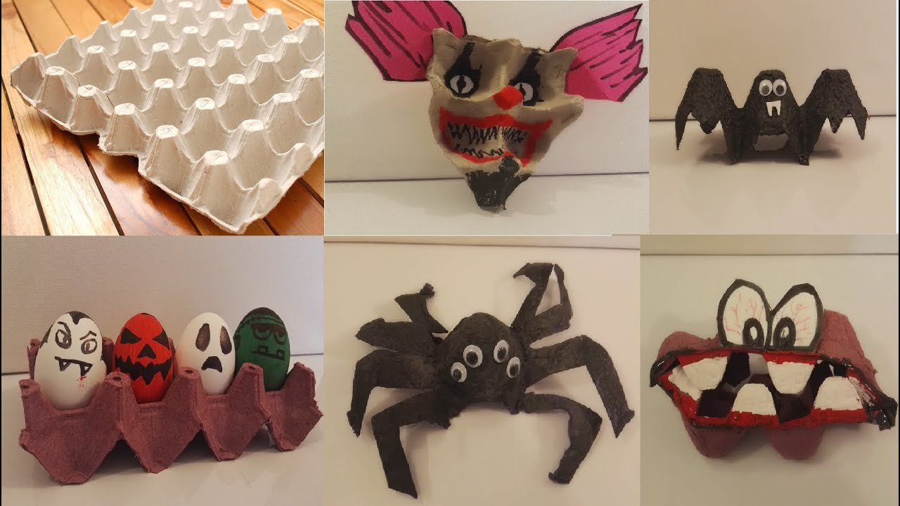 Decoración para halloween con cartón de huevos
