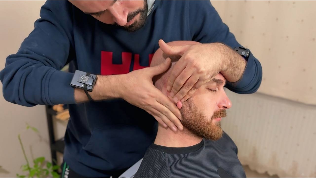 ASMR Face & Beard Ear Massage on a Chair That Feels Unreal