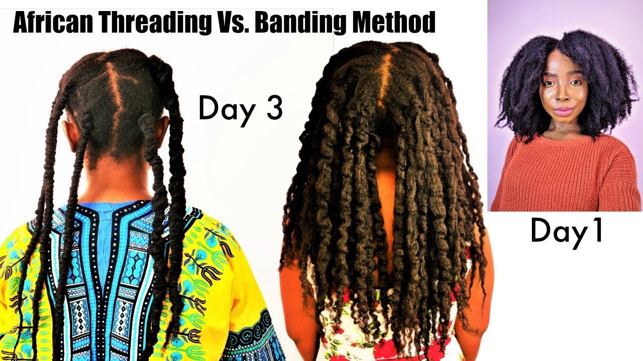 Hands Down The BEST Natural Hair No Heat Stretching | African Threading vs Banding Method