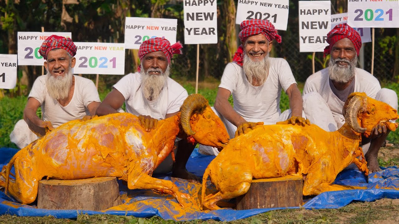 Two Sheep Mutton Tehari Cooking By Grandpa To Celebrate New Year 2021 - Dress & Food Gift