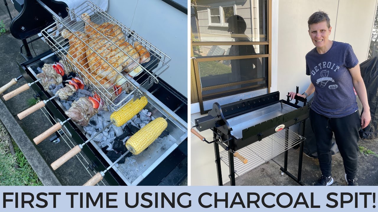Flaming Coals Cyprus Spit Deluxe - First time using a charcoal spit to cook chicken!