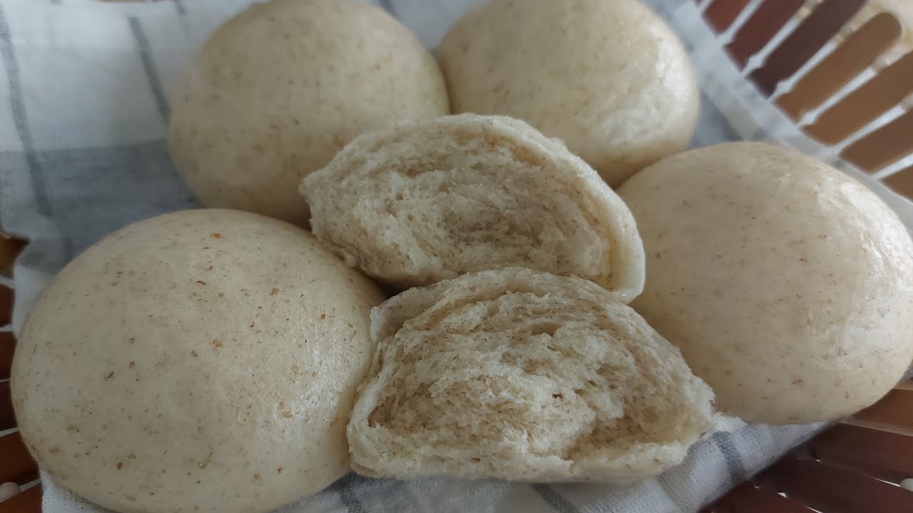 ซาลาเปา หมั่นโถว แป้งโฮลวีท นุ่ม ฟู เบา Soft Fluffy Whole Wheat (Wholemeal) Steamed Buns (Bao buns)