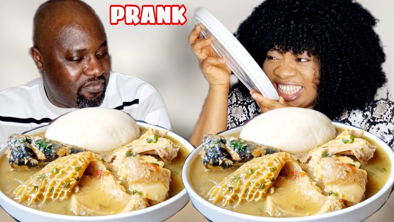 ASMR EPIC PRANK on MY HUSBAND| FUFU and OFE NSALA WHITE SOUP FISH,GOAT MEAT, COWLEG, CHICKEN MUKBANG