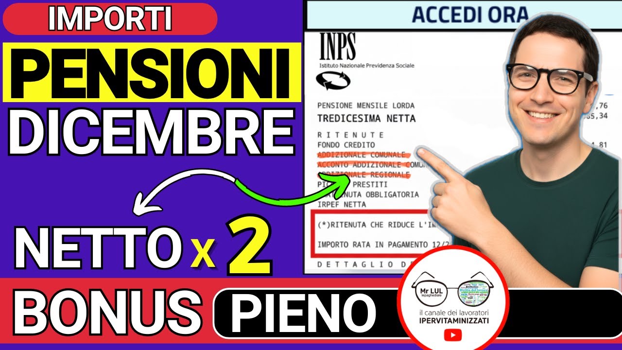 PENSIONI DICEMBRE 2025 ➜ IMPORTI NOVIT&agrave; CEDOLINO BONUS TREDICESIMA 155&euro; ARRETRATI CONGUAGLI IRPEF