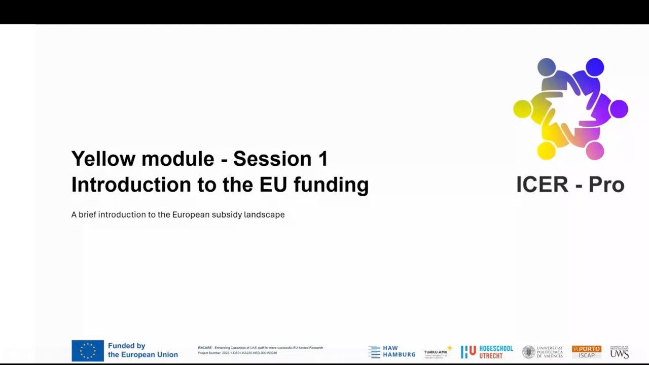 Yellow Module - Session 1. Introduction to the EU funding