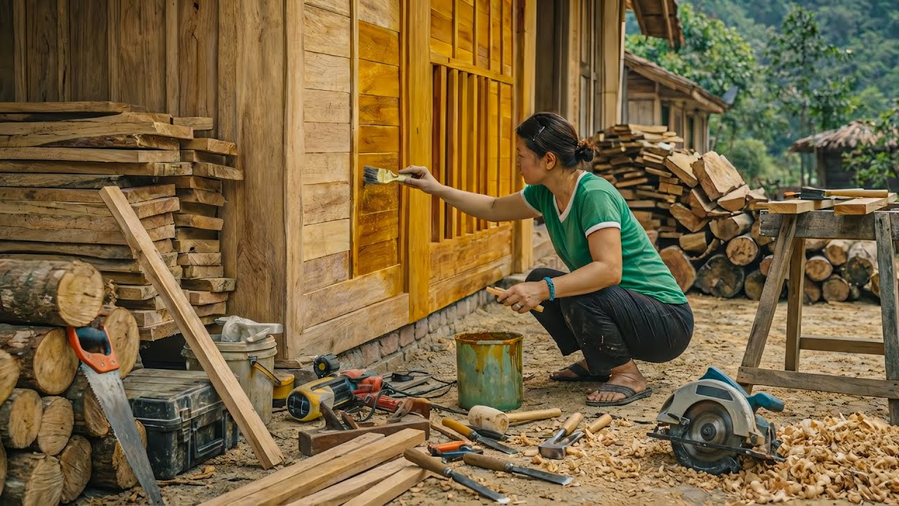 I Designed, Assembled, and Finished a Strong Wooden Kitchen in the Forest