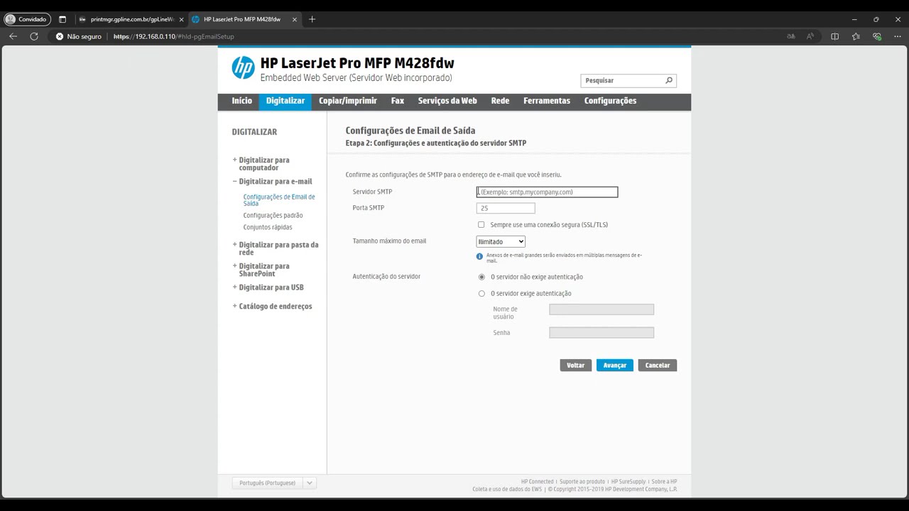Como configurar digitalização por e mail impressora HP LaserJet M428  M4103