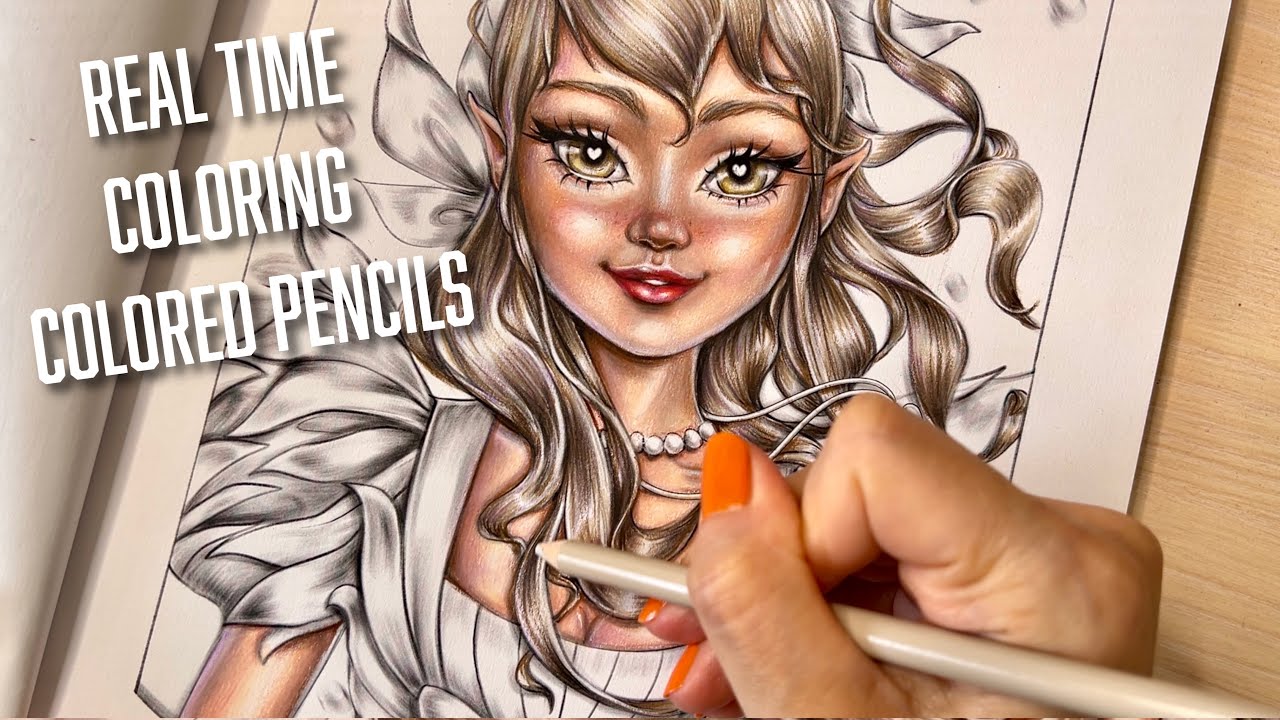 Corine - Real Time / No Music - Eye, Skin, Hair Coloring Process - Colored Pencils - Derya Cakirsoy