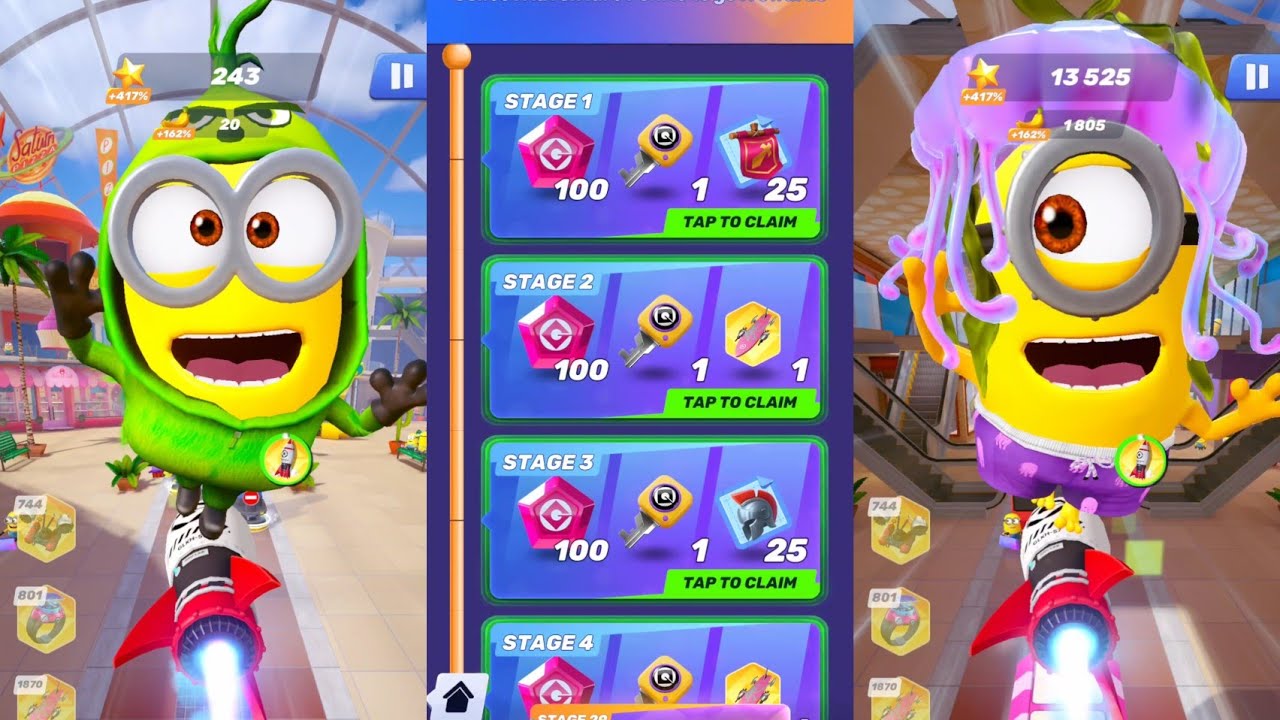 Tracksuit Kevin vs Jellyfish Stuart vs Green | New Minion rush |