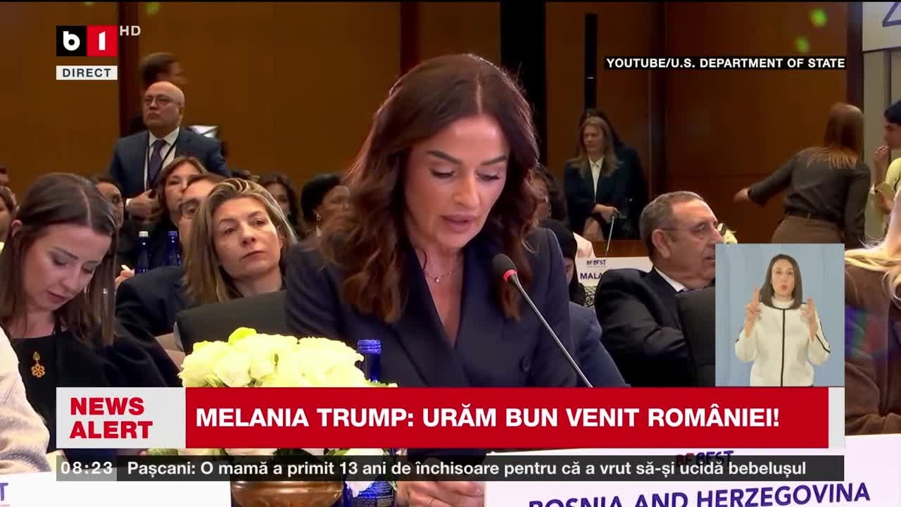 MELANIA TRUMP: URĂM BUN VENIT ROM&Acirc;NIEI!_Știri B1 TV 25 mar. 2026