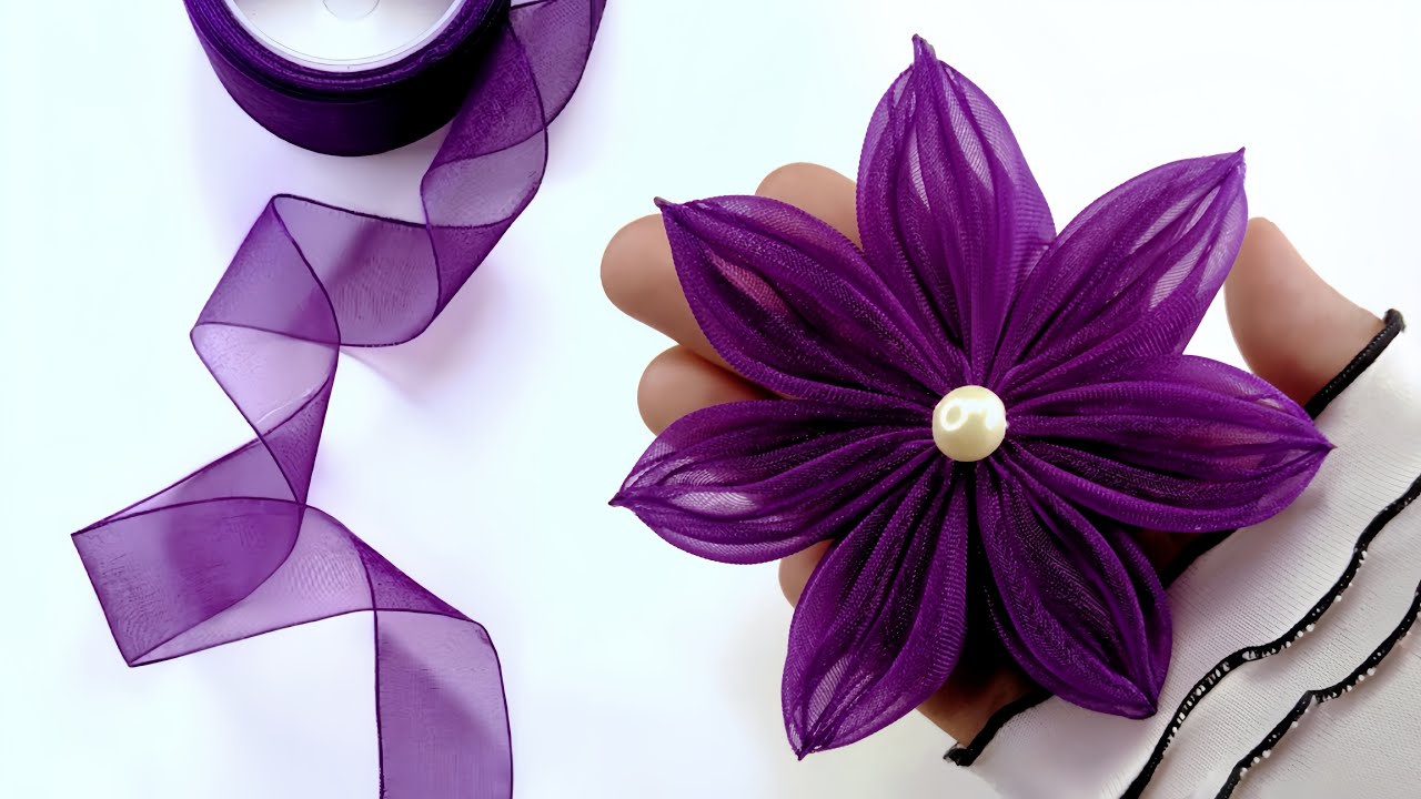 DIY: how to make adorable organza flower in just a minutes! Organza Ribbon Flower Tutorial