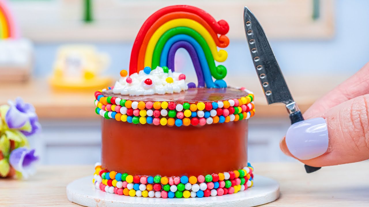 Beautiful Miniature Colorful Cake 🌈 Miniature Rainbow Chocolate Cake Decorating | Lotus Cakes