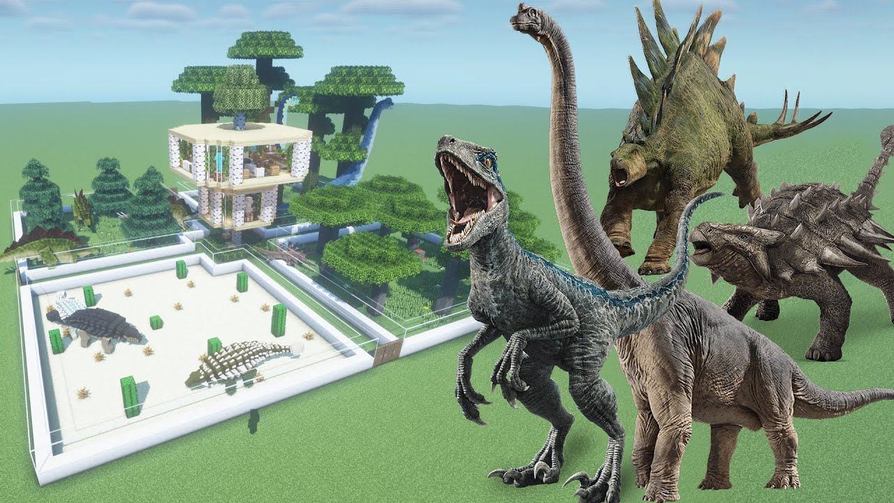 How To Make an Ankylosaurus, Brachiosaurus, Stegosaurus, and Velociraptor Farm in Minecraft PE