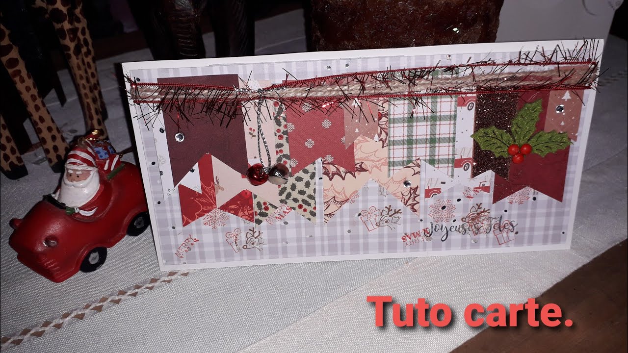 Tuto carte/ 100% chutes de papiers de Noël action.
