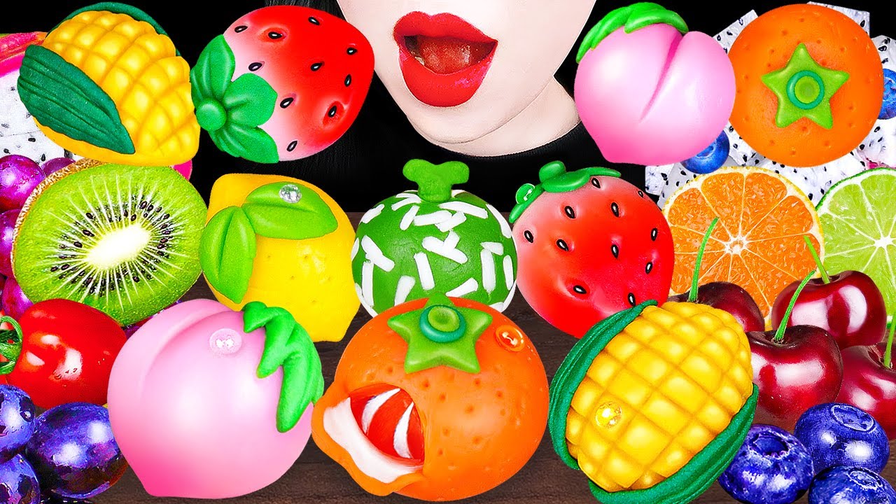 ASMR SOUR LEMON LIME, DIY FRUITS CAKE, 직접 만든 화과자, 레몬 라임, 다양 과일 코하쿠토 무지개 디저트 EATING SOUNDS MUKBANG 먹방