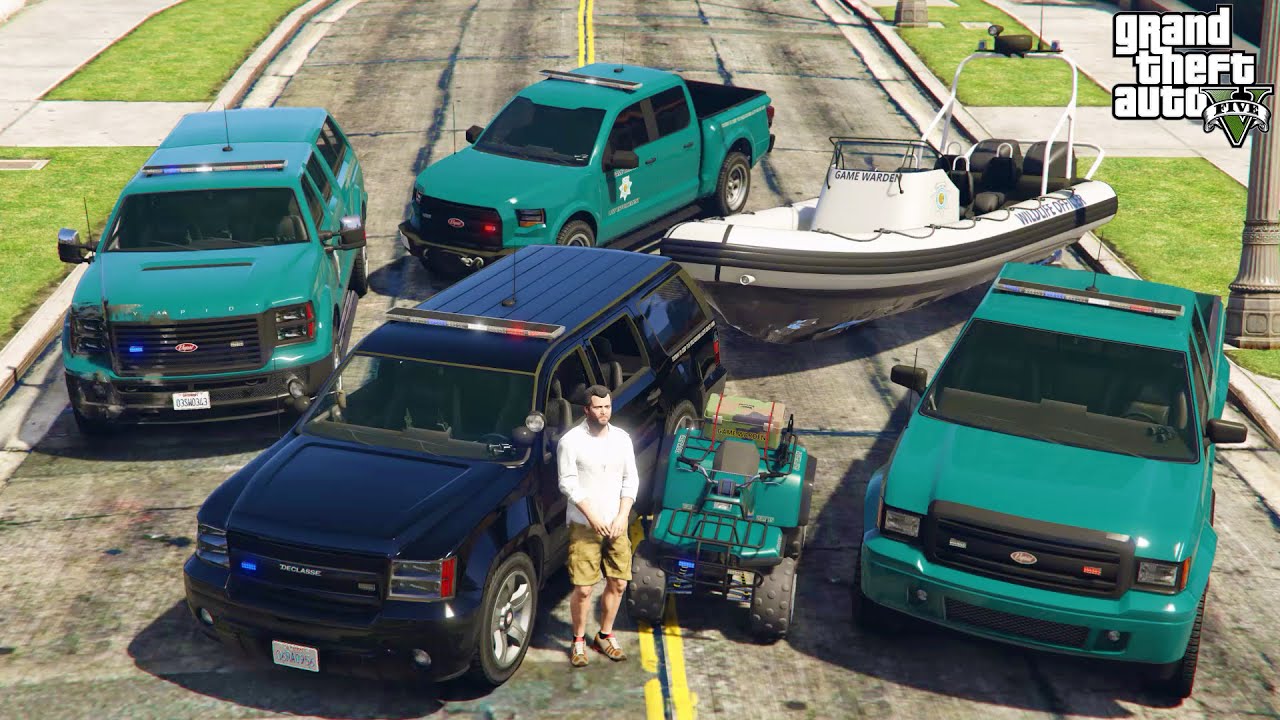 GTA 5 - Stealing San Andreas Wildlife Authority Vehicles with Michael! | (Real Life Cars) #116