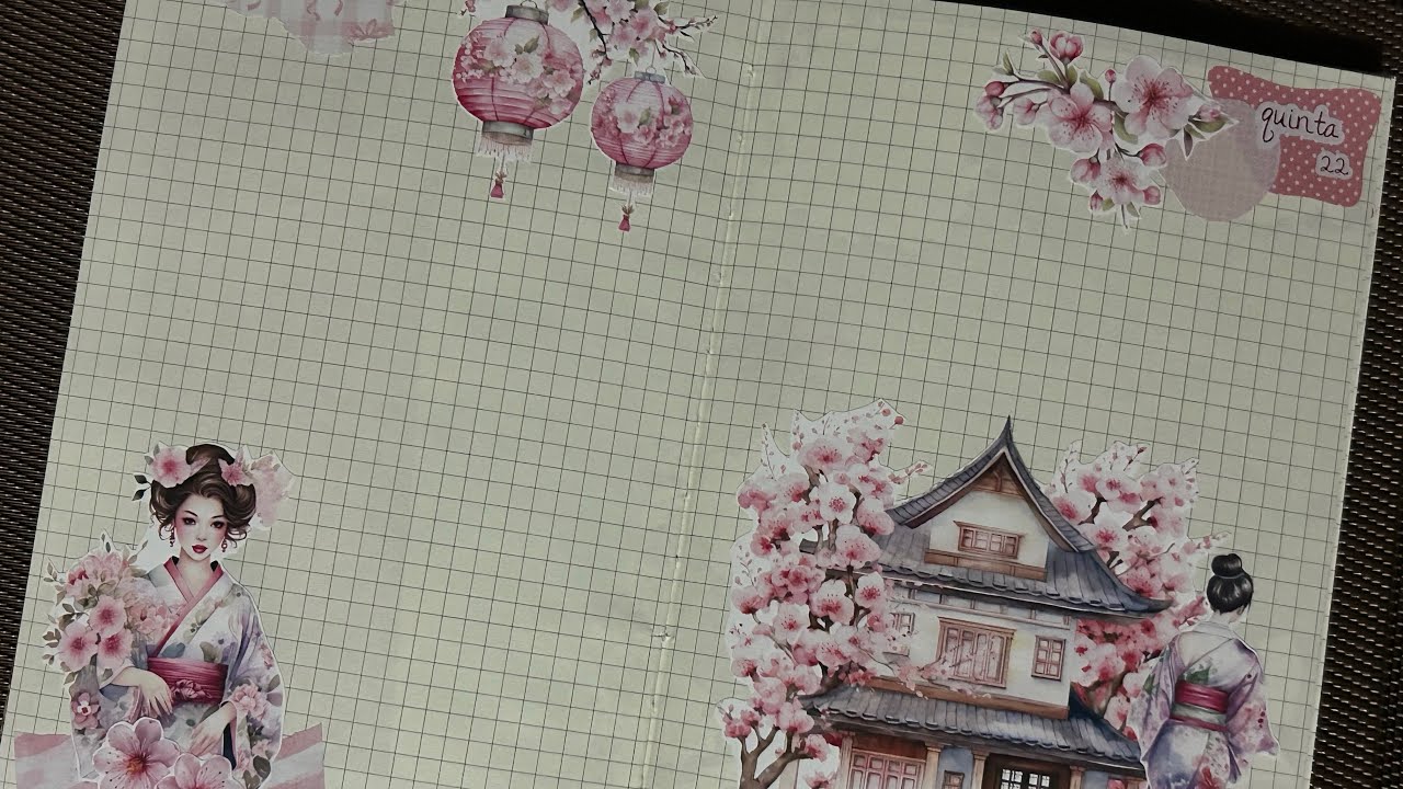 Decorando páginas no meu diário com o arquivo Oriental @Realizefb 