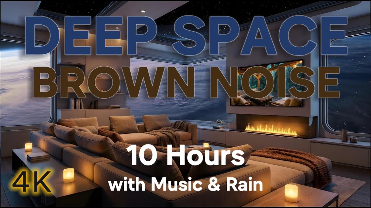 Brown Noise + Rainfall & Gentle Piano | Deep Space Sleep & Tinnitus Relief (10H)