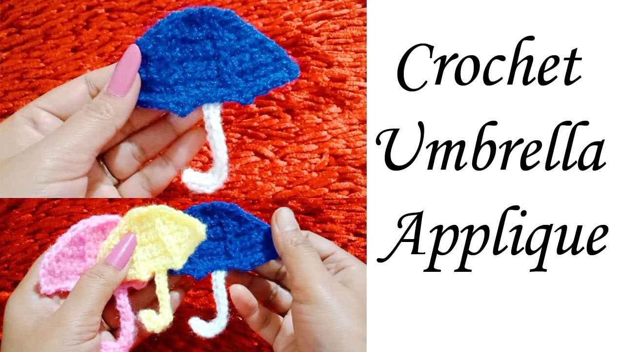 How to make woolen umbrella applique |Saawra knitting creations # umbrellamotif #umbrellapattern