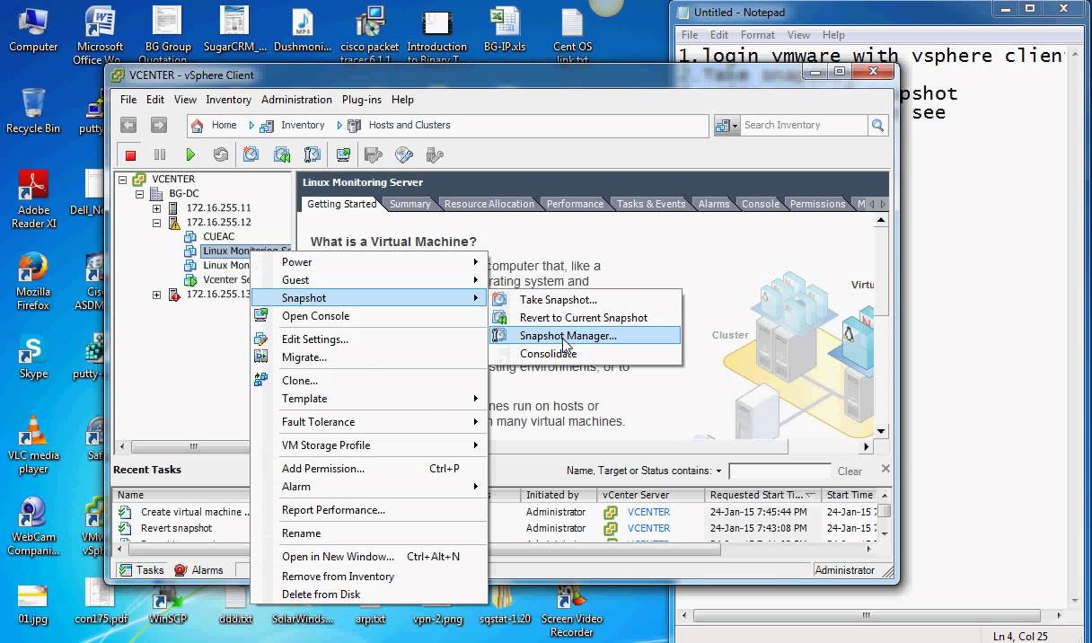 How to Take Snapshot in VMware Vcenter Server