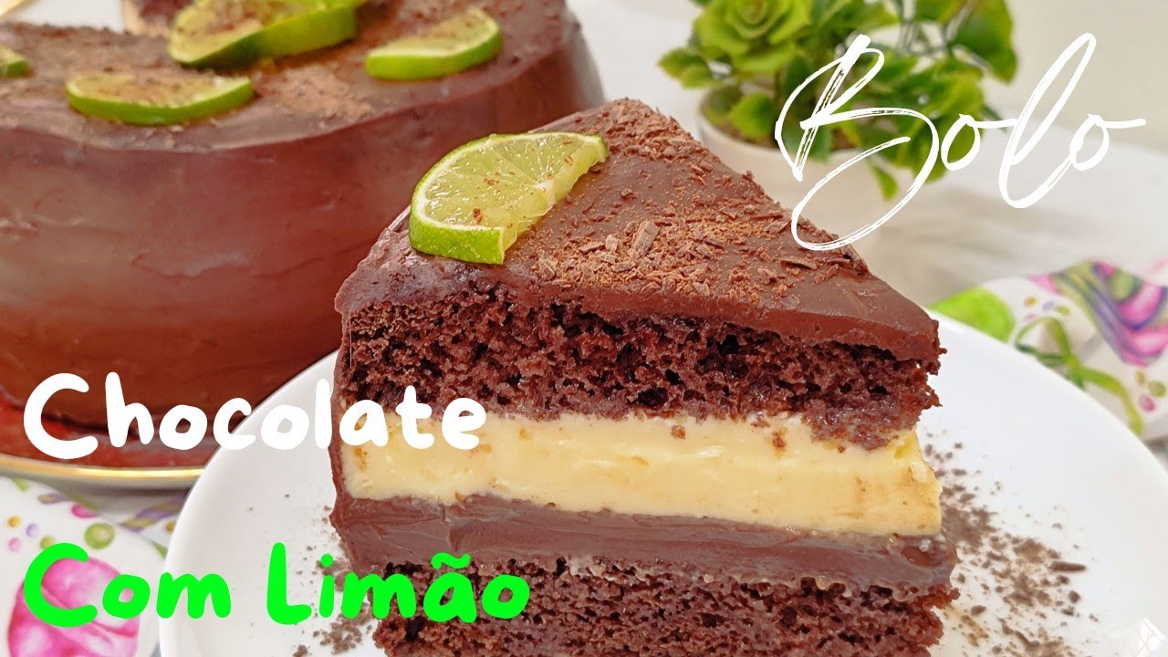 BOLO DE CHOCOLATE COM LIMÃO/ RECHEIO DUPLO CREMOSO E ESTRUTURADO/ FÁCIL DE FAZER/ DELICIOSO!!!