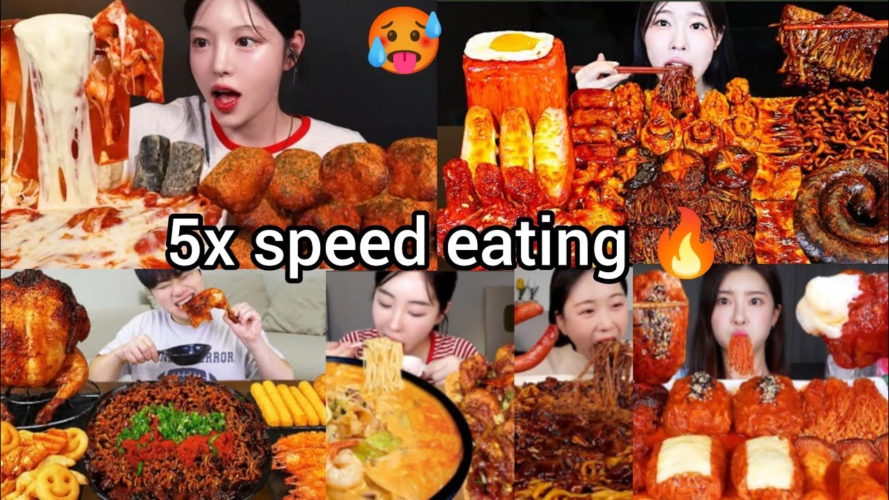 5x Speed korean Spicy Food mukbang | BEST FOOD COMPILATION | ASMR MUKBANG |Satisfying Eating Sound🔥🥵