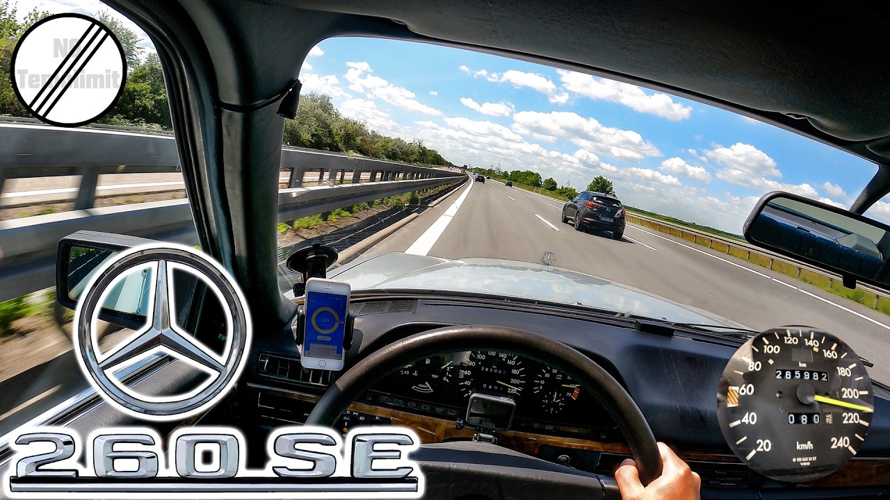 1988 Mercedes W126 260SE Максимальная скорость Немецкий автобан POV