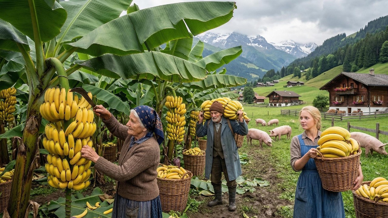 🍌Picking Ripe Banana Bunches Straight from the Tree in the Most Beautiful and Peaceful Village 🌿