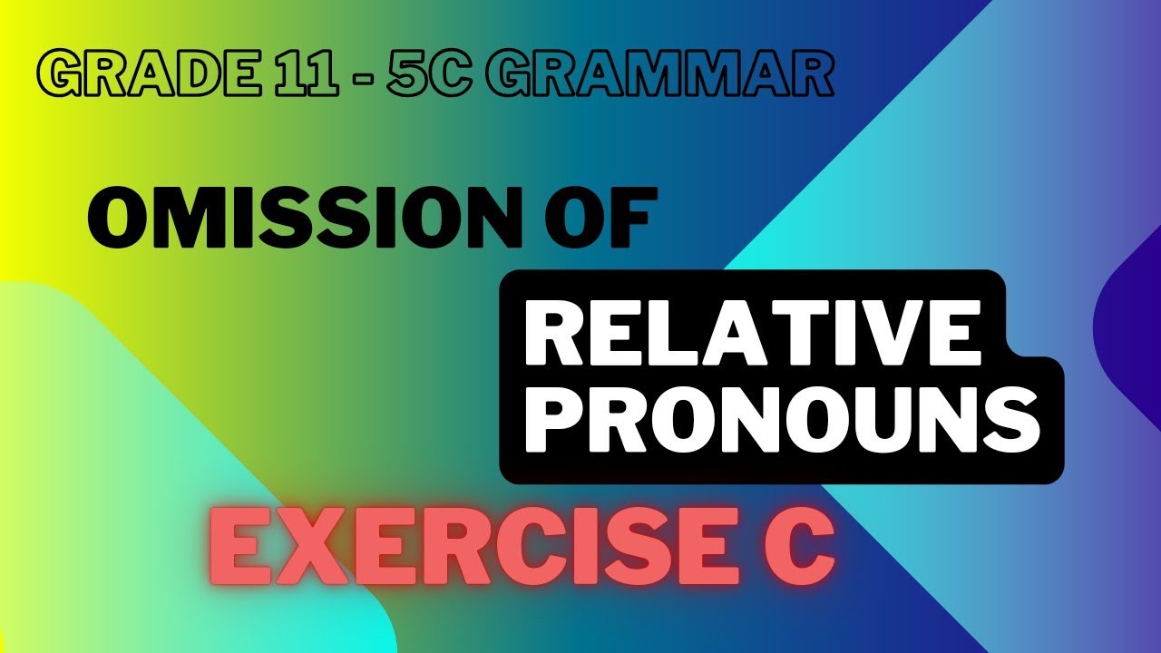 Grade 11 - 5C Grammar - Omission of Relative Pronouns - Exercise C