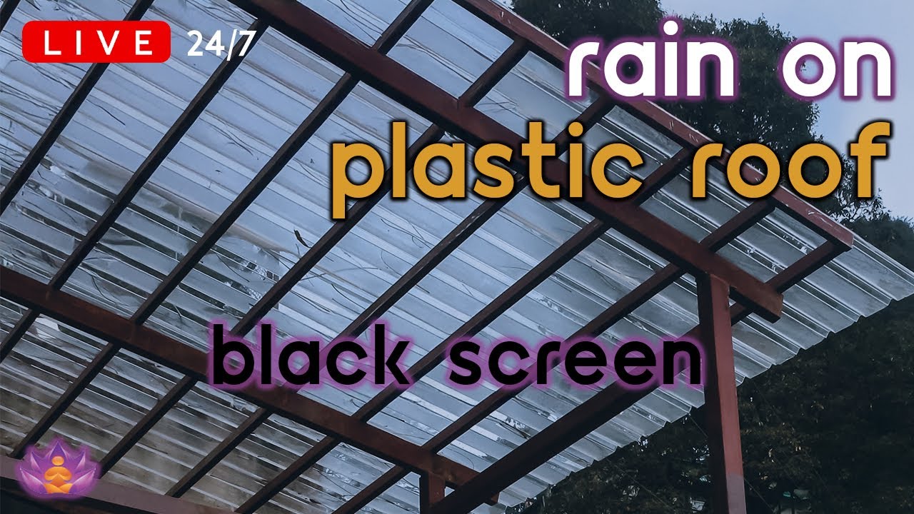 🔴 [LIVE 24/7] Rain on Plastic Roof No Thunder | Rain Sounds for Sleeping [Black Screen]