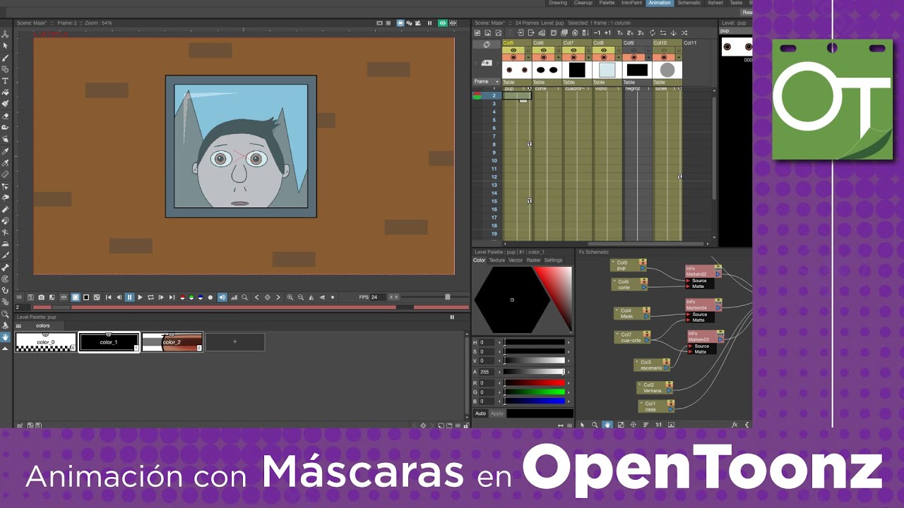 Animar en OPENTOONZ con MÁSCARAS - Tutorial animación