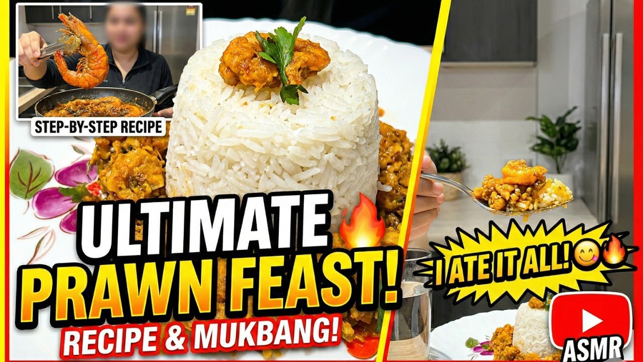 The ULTIMATE Spicy Prawn Feast: Step-by-Step Recipe & Mukbang ASMR 🦐🔥 #food #recipe #prawns