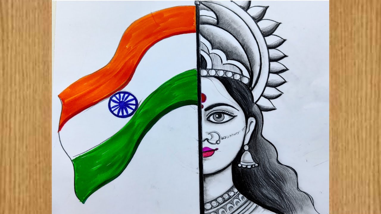 how to draw bharat mata for independence day,how to draw independence day,bharat mata drawing,