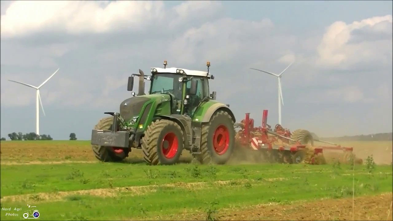Déchaumage de lin 2017 Ardennes.  Fendt 826 déchaumeur jean de bru 5 metres.