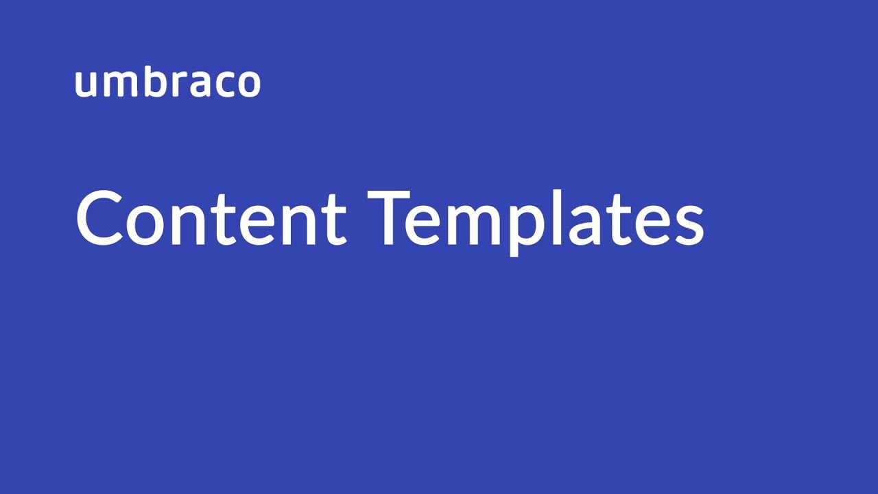 Content Templates in Umbraco