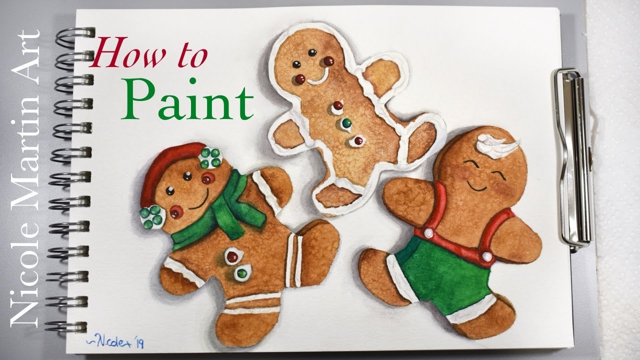 How To Paint Gingerbread Cookies in Watercolor | Christmas Tutorial
